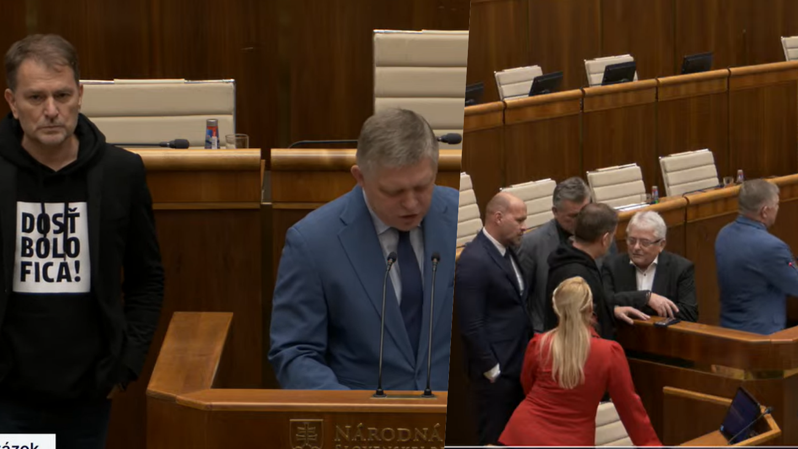 Poslanec Igor Matovič sa počas Hodiny otázok v parlamente postavil za chrbát premiérovi Robertovi Ficovi.