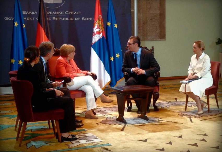 Angela Merkel i Aleksandar Vučić u Palati Srbija