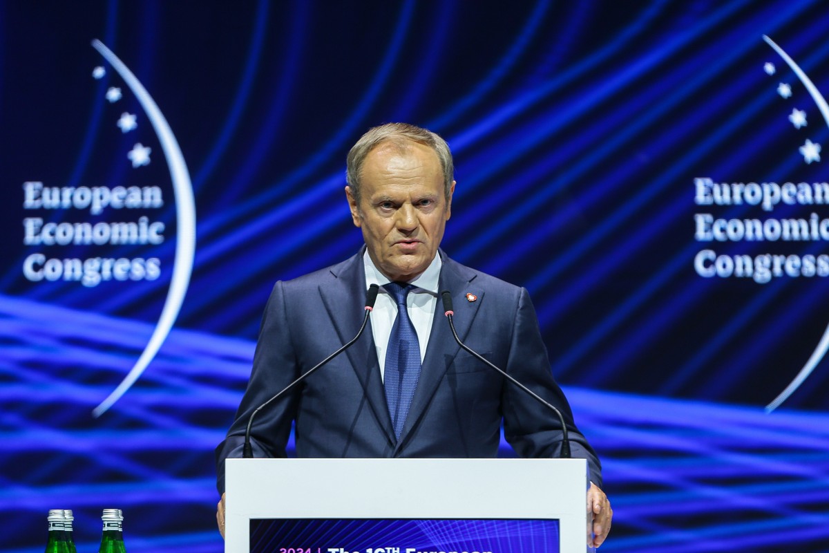 Premier Donald Tusk na inauguracji XVI Europejskiego Kongresu Gospodarczego w Międzynarodowym Centrum Kongresowym w Katowicach