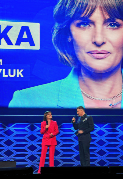 Dorota Gawryluk i Krzysztof Ibisz podczas prezentacji ramówki Polsatu, 1 lutego 2024 r.