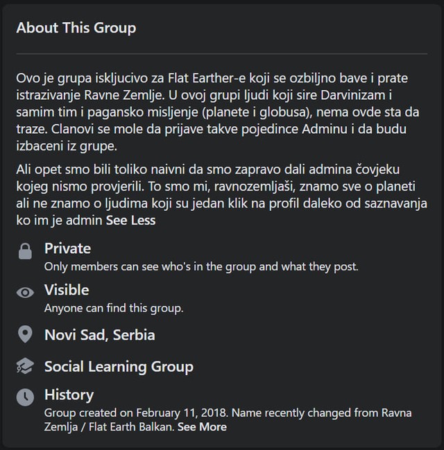 Objava administratora "Okrugle zemlje"