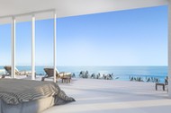 3d rendering luxury villa bedroom near beach