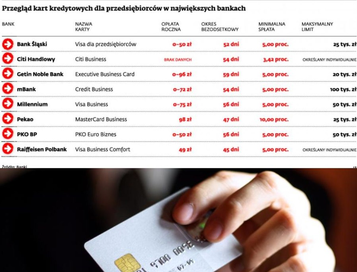 Przegląd kart kredytowych dla przedsiębiorców w największych bankach