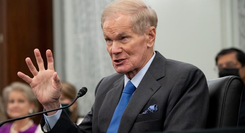 Bill Nelson, now administrator of NASA, speaks during a Senate Committee on Commerce, Science, and Transportation confirmation hearing on Capitol Hill on April 21, 2021 in Washington, DC.Saul Loeb-Pool/Getty Images