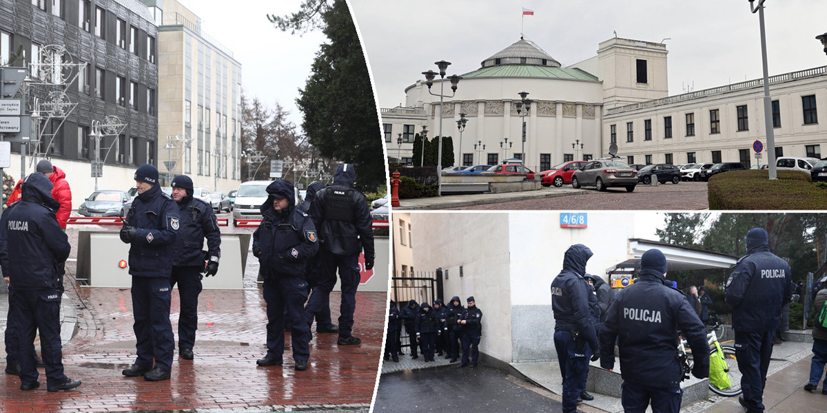 Wielu policjantów zabezpiecza w czwartek teren Sejmu. 
