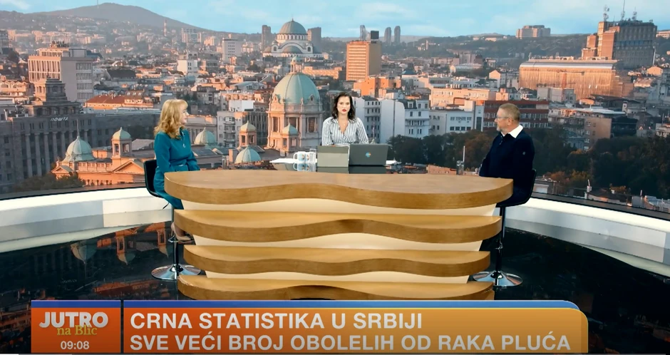 Prof. dr Vladimir Kovčin i Olja Ćorović iz Udruženja za borbu protiv raka pluća "Punim Plućima”