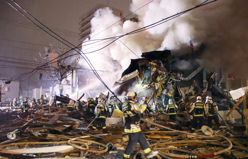 A view of a site of an explosion at a bar in Sapporo