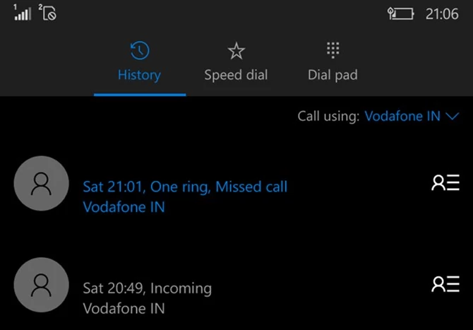 Windows 10 Mobile prezentuje informacje o liczbie dzwonków przy nieodebranych połączeniach