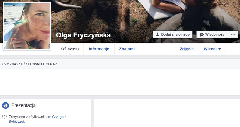 Olga Frycz na Facebooku