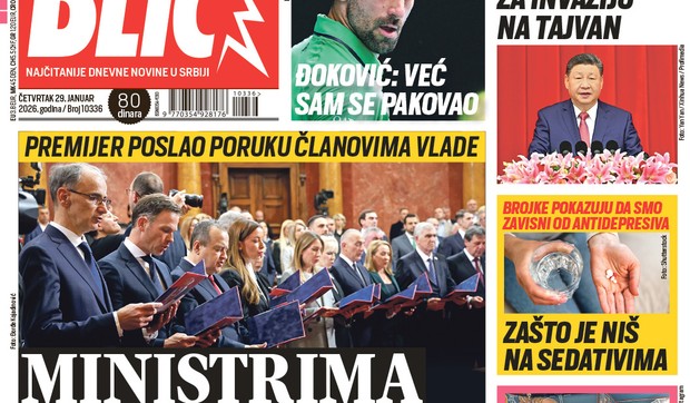 Blic naslovna strana za 29.1.