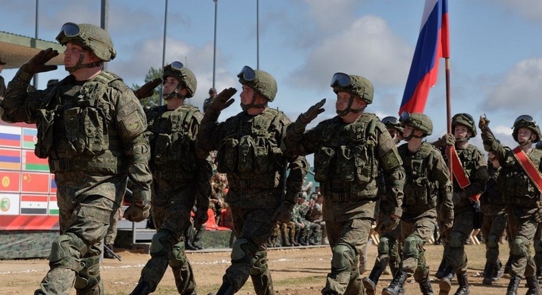 Soldiers conduct military exercise in Moscow, Russia, on September 1, 2022.