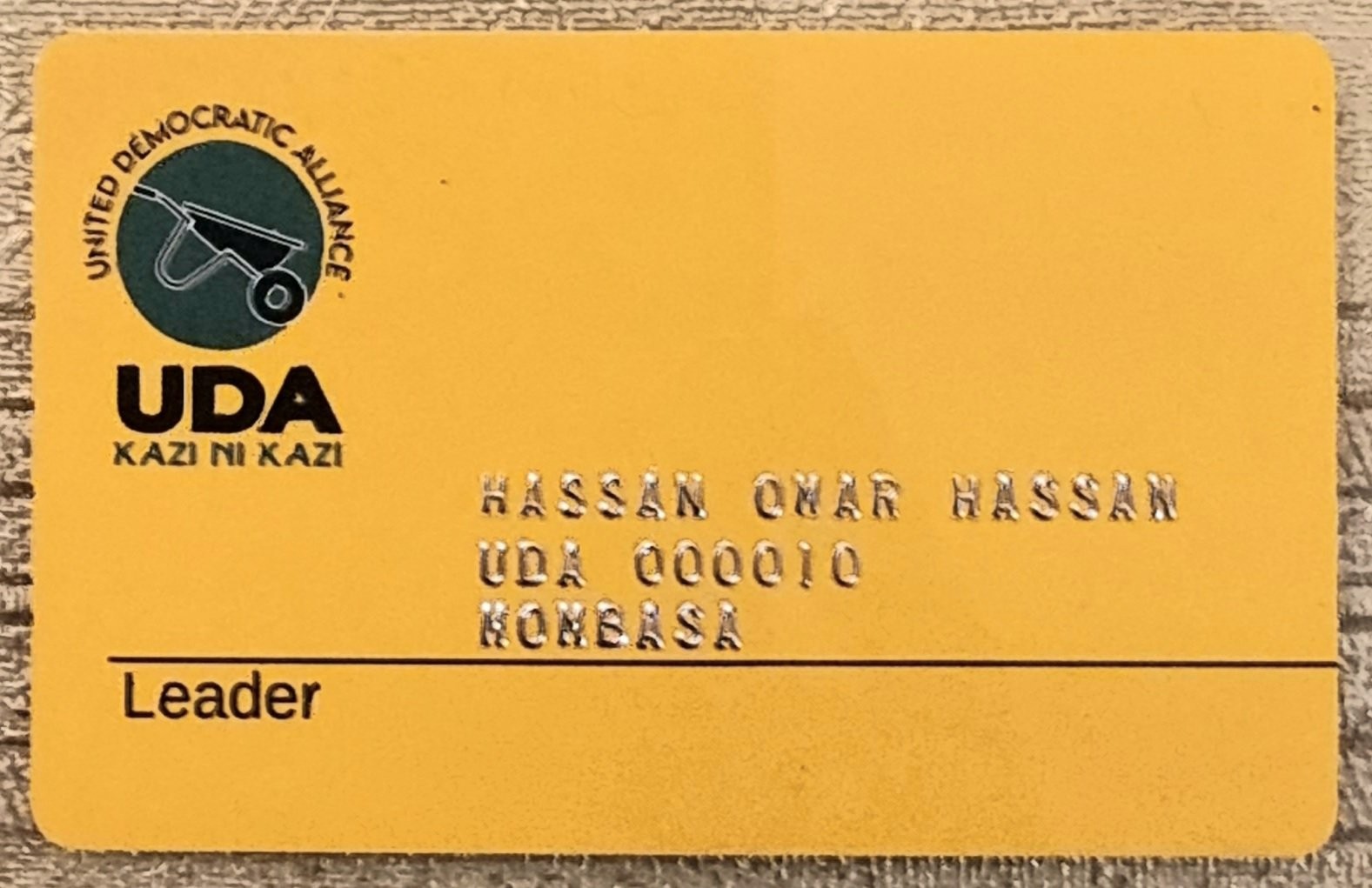 UDA membership card
