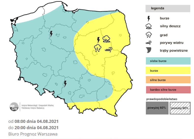 Prognoza burz na środę