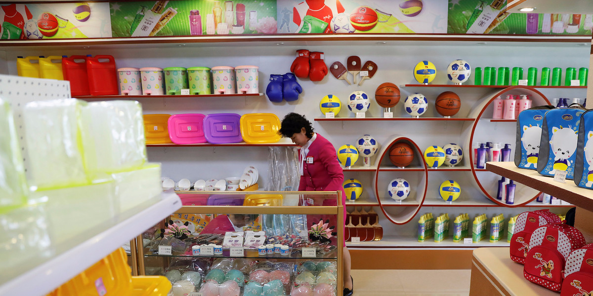 A shop in Ryomyong Street, a new development area in Pyongyang that has become a symbol of North Korea's economic progress