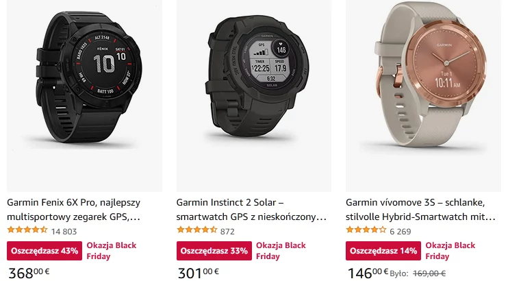 Promocja na smartwatche Garmin z okazji Black Friday 2022