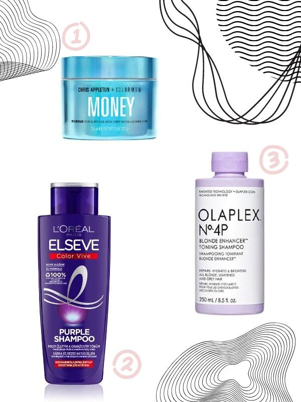 1. Money maszk COLOR WOW 23 900 Ft/215 ml (111,16 Ft/1 ml) 2. Elseve lila sampon L'ORÉAL PARIS 2099 Ft/200 ml (10,49 Ft/1 ml) 3. No.4P Blonde Enhancer hamvasító sampon OLAPLEX 9500 Ft/250 ml (38 Ft/1 ml)