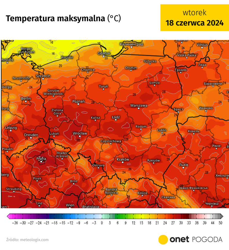 Temperatura we wtorek wzrośnie do 29 st. C