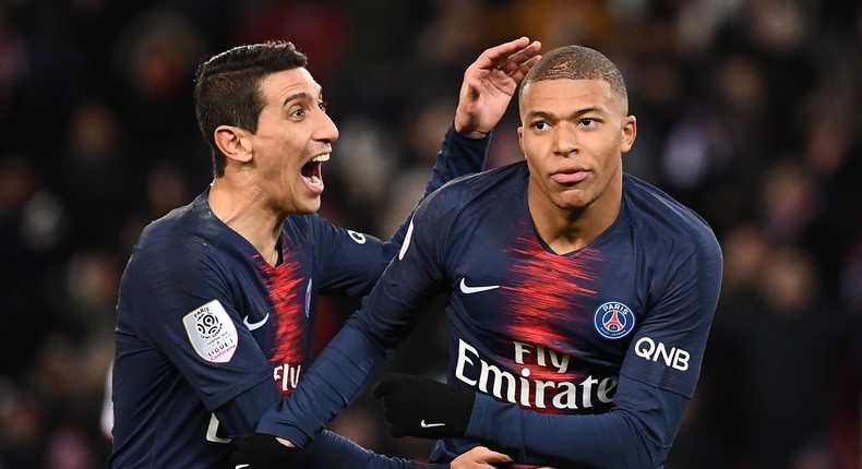 Angel di Maria and Kylian Mbappe