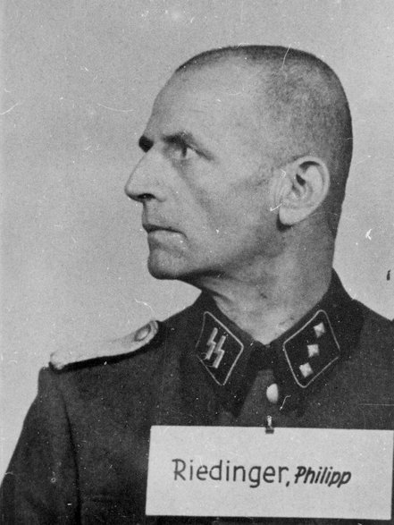 Dowodzący pacyfikacją Nasiechowic komendant komisariatu Kripo w Miechowie SS-Untersturmführer Phillip Riedinger po aresztowaniu.