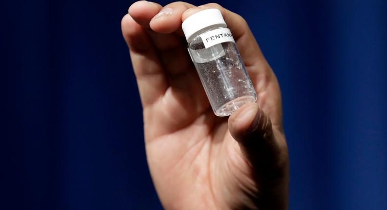 DEA agent displays the amount of fentanyl that can prompt a fatal overdose.AP Photo/Jacquelyn Martin