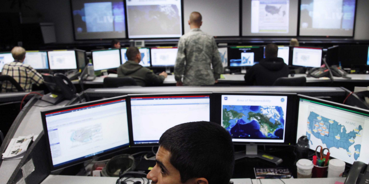 2Lt William Liggett works at the Air Force Space Command Network Operations & Security Center at Peterson Air Force Base in Colorado Springs, Colorado.