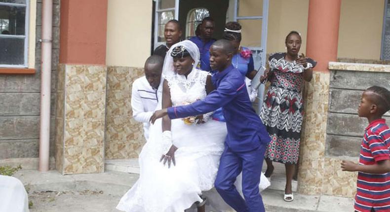 File image of a wedding that was marred by chaos after a woman stormed the church to claim the groom