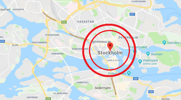 Robbanások rázták meg Svédország fővárosát /Forrás: Google Maps