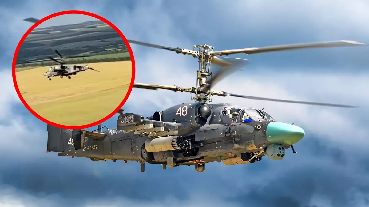 Do sieci trafiło nowe nagranie z wojny w Ukrainie prezentujące nietypową sytuację z udziałem śmigłowca Ka-52