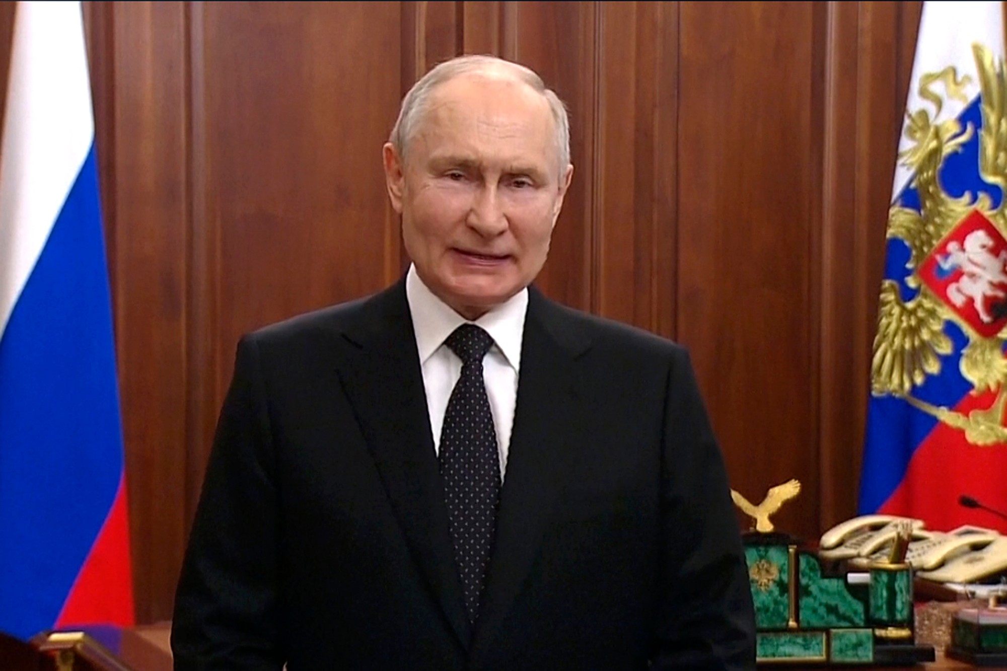 Ruský prezident Putin sa prihovoril národu v sobotu 24. júna 2023.