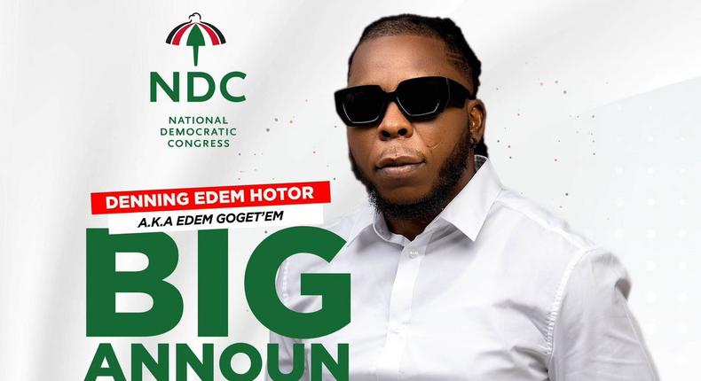 Edem to make big 'NDC' announcement tomorrow; fans convinced he wants to be an MP