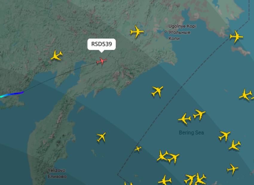 Putinov avion na putu za Aljasku