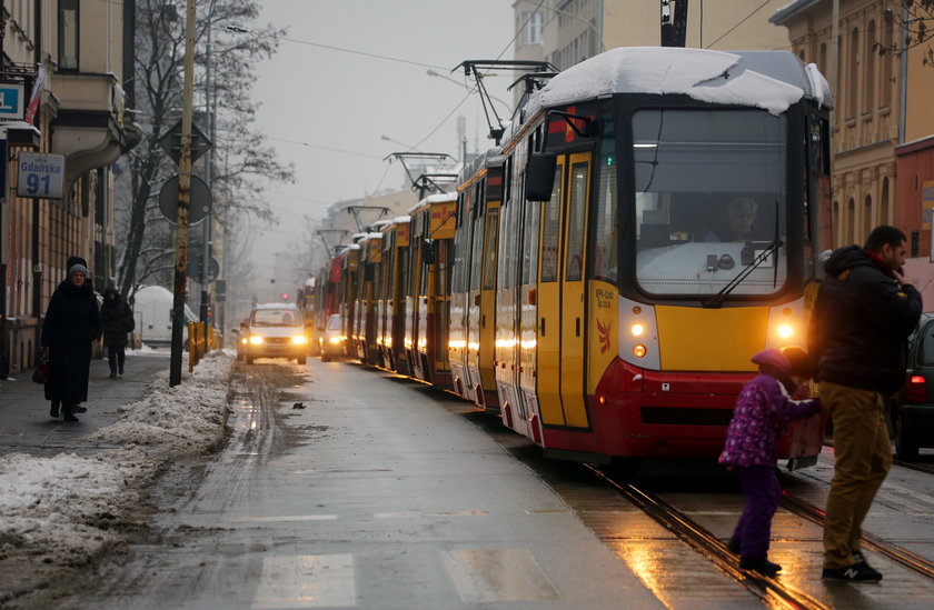 zatrzymanie ruchu tramwajów na Gdańskiej w Łodzi