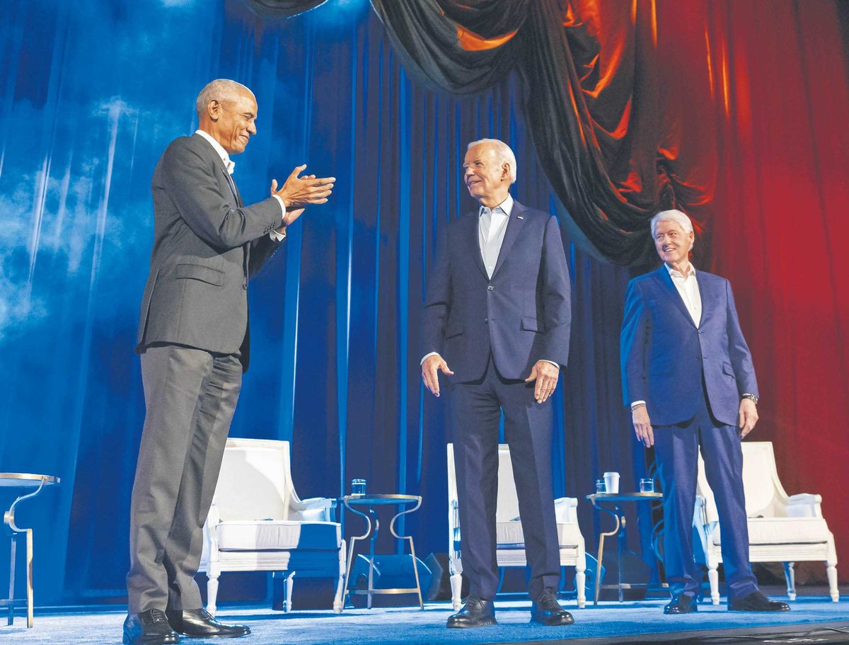 Barack Obama, Joe Biden i Bill Clinton w Radio City Music Hall. Nowy Jork, 28 marca 2024 r.
