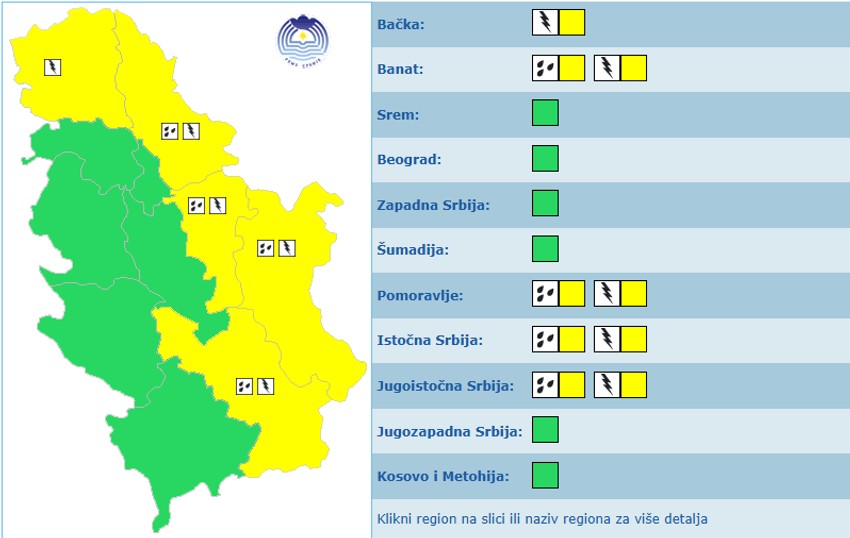 Meteoalarm za 18.4.