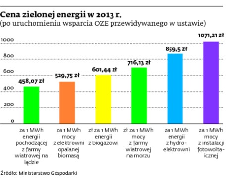 Cena zielonej energii w 2013 r.