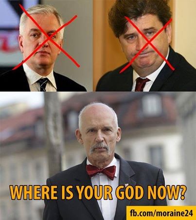 Janusz Korwin-Mikke mem / źródło: Facebook/Moraine