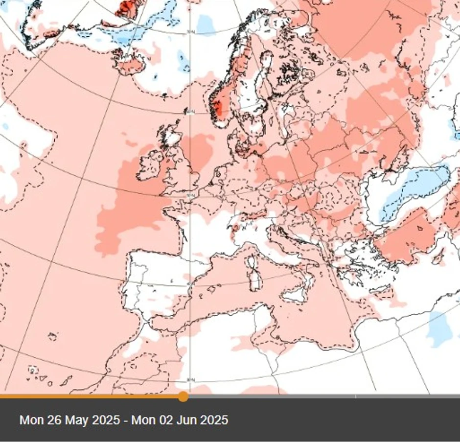 Mapa temperatura od 26. maja do 2 juna.
