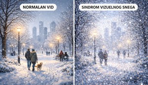 Levo: Kako vidi osoba bez sindroma vizuelnog snega. Desno: Ono što osoba sa sindromom vizuelnog snega vidi
