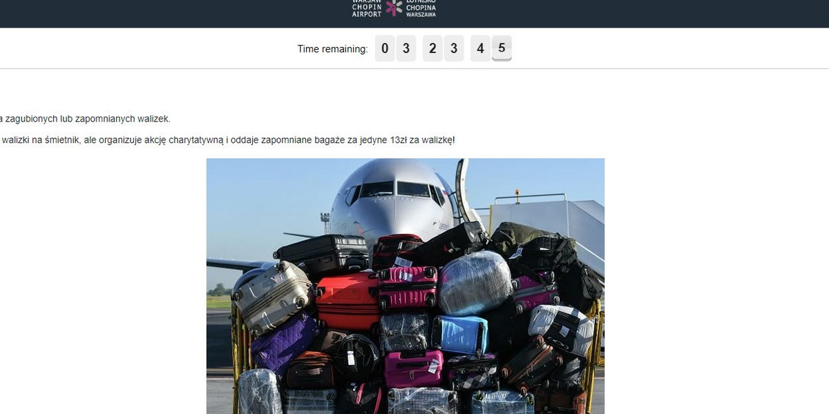 Wyprzedawanie walizek przez lotnisko to oszustwo.
