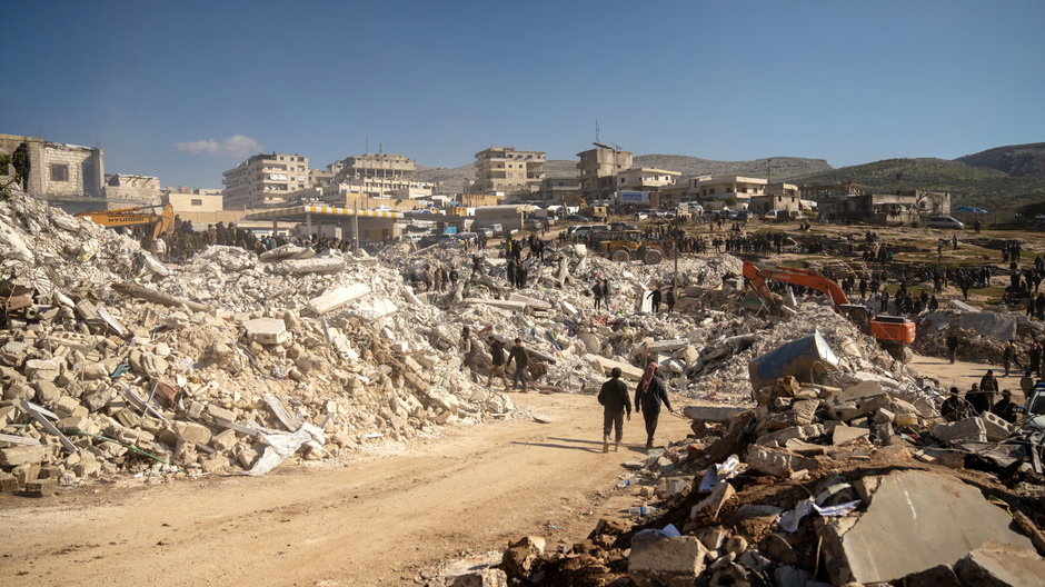 Skutki trzęsienia ziemi w Syrii, zdjęcie z okolic Idlib