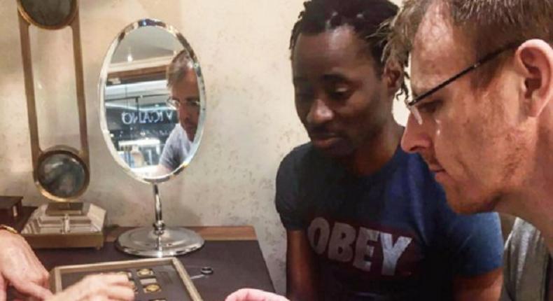 Bisi Alimi and Anthony shopping for their wedding rings