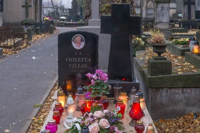 Kontrowersyjny znicz na grobie Violetty Villas. "Zdejmijcie tę głowę!" [FOTO]