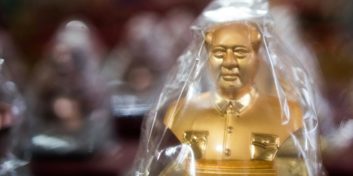 A shop in China's Shaoshan sells Chairman Mao Zedong memorabilia