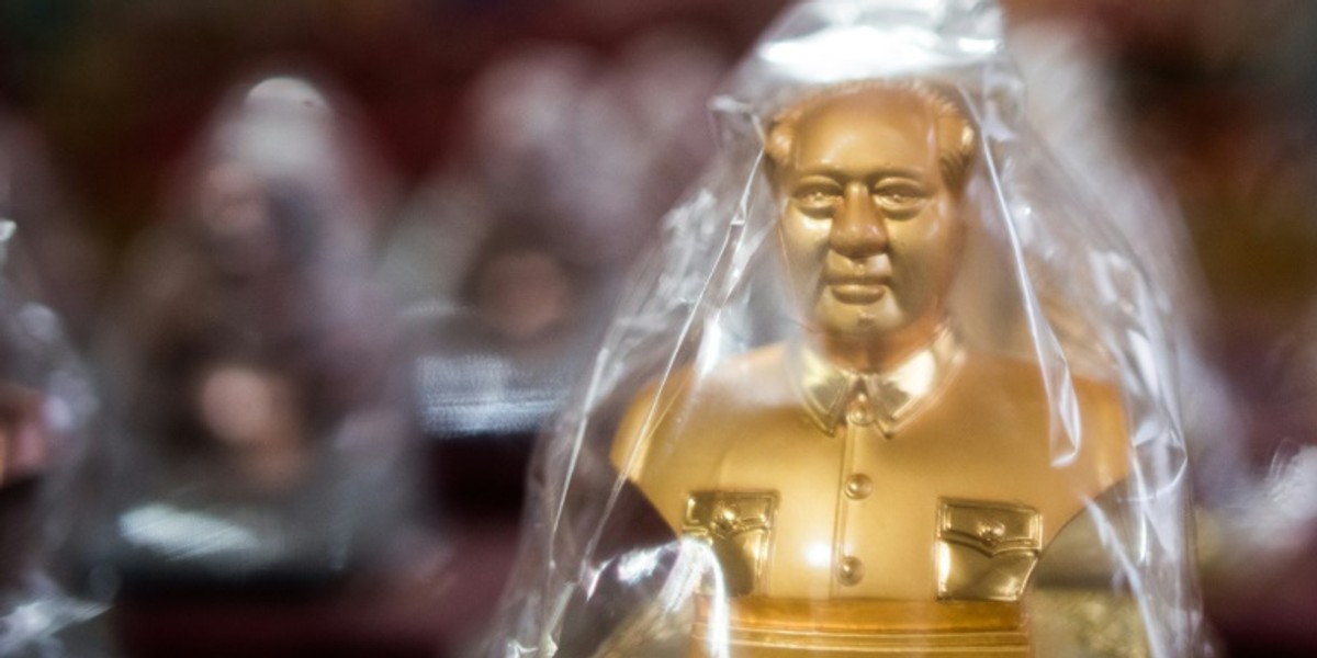 A shop in China's Shaoshan sells Chairman Mao Zedong memorabilia