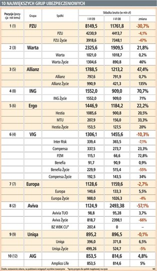 Dziesięciu graczy zgarnia większość tortu ubezpieczeniowego