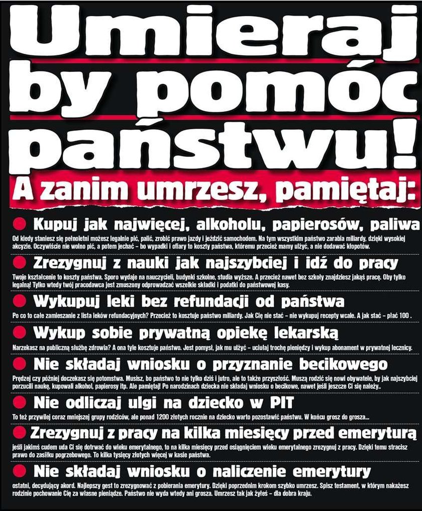 Polaku! Umieraj, by pomóc państwu! Czyż to nie absurd!