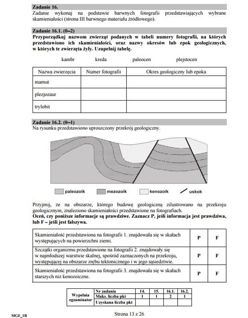 Arkusz egzaminacyjny - geografia na poziomie rozszerzonym