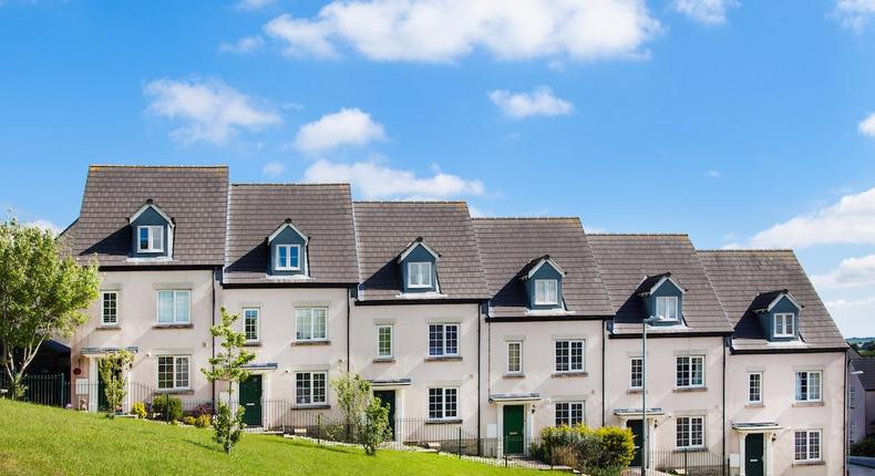 A row of new-build houses in England