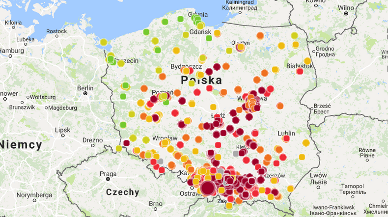 Aktualny stan powietrza nad Polską