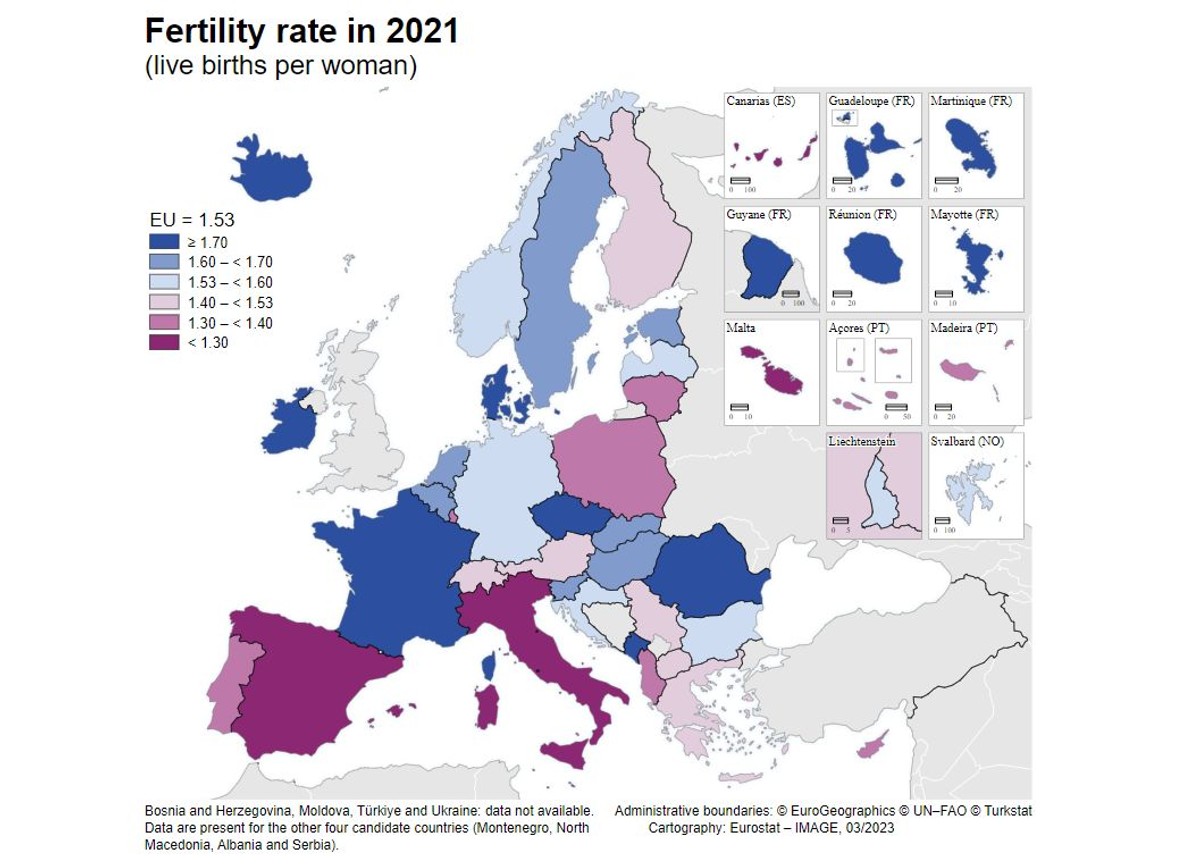 Dzietność w UE w 2021 r.